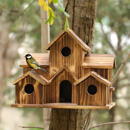 Wooden Birdhouse Outdoor Rustic Hanging Bird Nest Box Garden