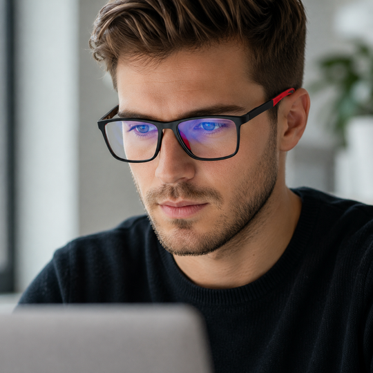 Men's Blue Light Blocking Square Reading Glasses, Ultra Light Sport Frame