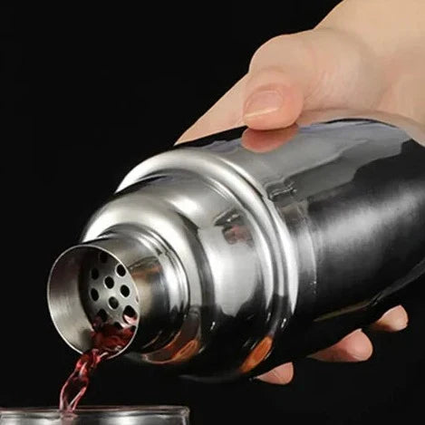 Stainless Steel Cocktail Shaker Set With Bamboo Stand