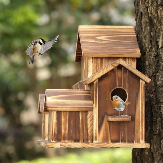 Wooden Birdhouse Outdoor Rustic Hanging Bird Nest Box Garden