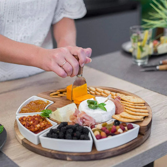 Wooden Cheese Board Set with Knives Serving Platter Tray