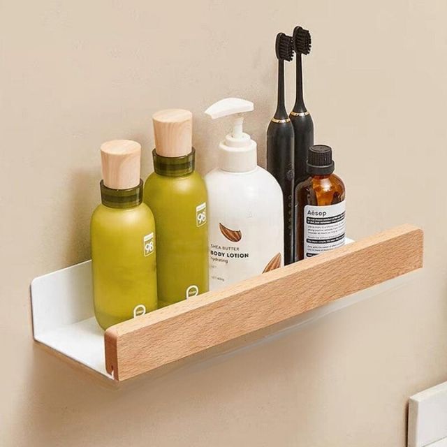 Wall Bathroom Shelf No Drill Storage Rack