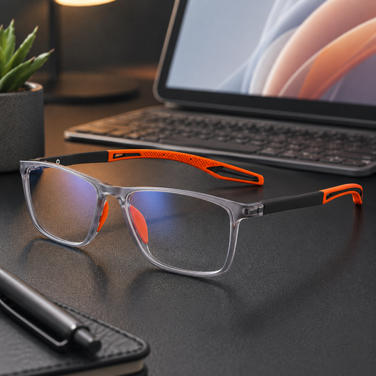 Men's Blue Light Blocking Square Reading Glasses, Ultra Light Sport Frame
