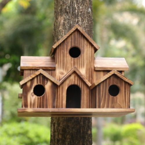 Wooden Birdhouse Outdoor Rustic Hanging Bird Nest Box Garden