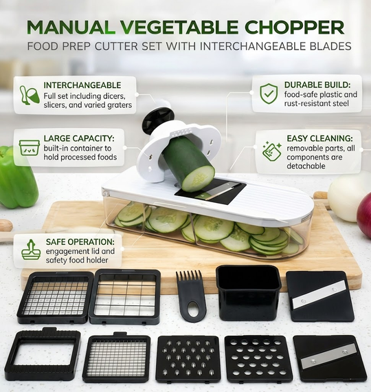 Vegetable Chopper Manual Food Prep Cutter Set