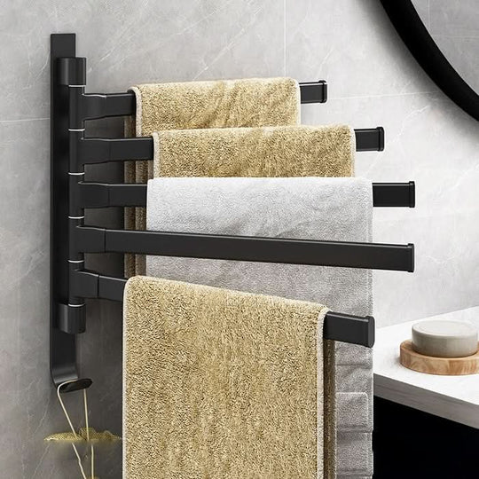 Wall Mount Towel Rack | Modern 5-Arm Swivel Design