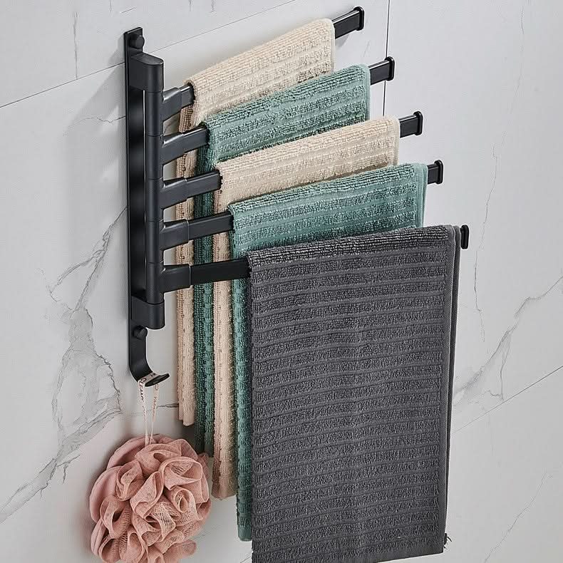 Wall Mount Towel Rack | Modern 5-Arm Swivel Design