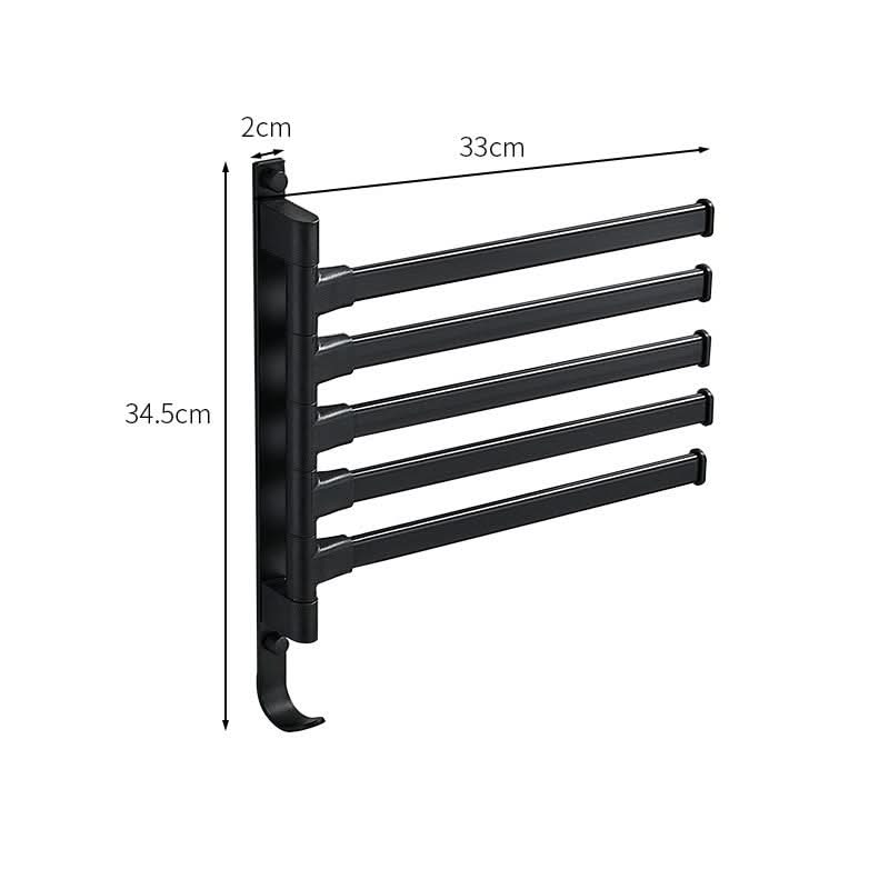 Wall Mount Towel Rack | Modern 5-Arm Swivel Design