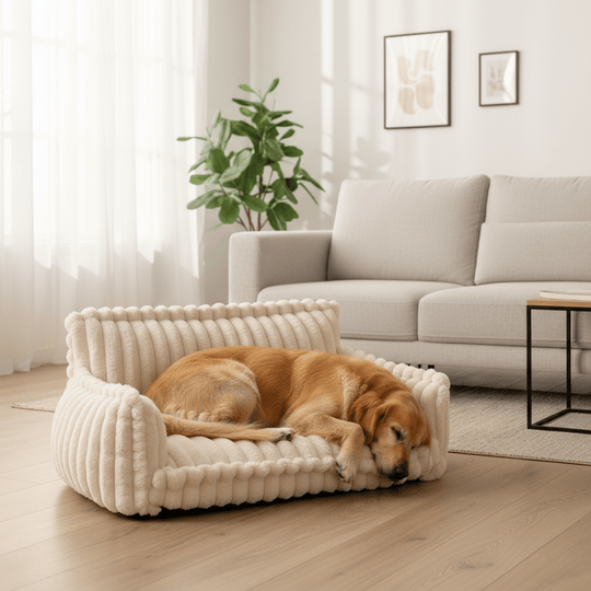Orthopedic Dog Sofa Bed | Plush Memory Foam with Raised Headrest