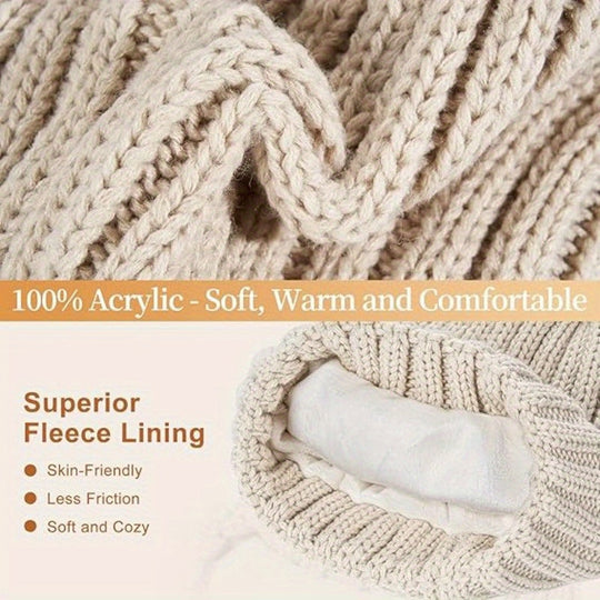Winter Knit Hat Scarf Gloves Set | Touchscreen Compatible 3-Piece