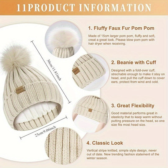 Winter Knit Hat Scarf Gloves Set | Touchscreen Compatible 3-Piece