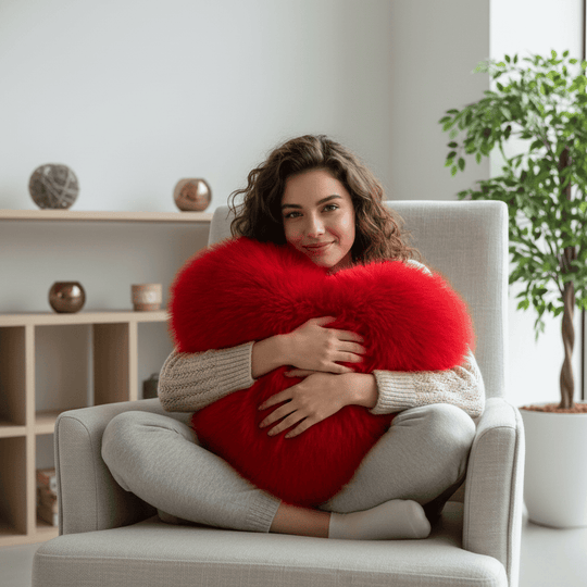 Heart Shaped Faux Fur Pillow | Soft Plush Decorative Cushion