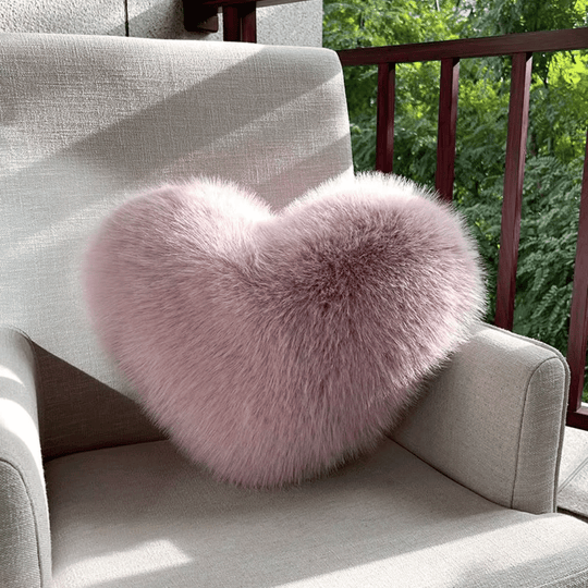 Heart Shaped Faux Fur Pillow | Soft Plush Decorative Cushion