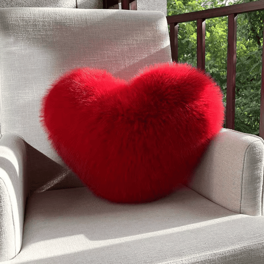 Heart Shaped Faux Fur Pillow | Soft Plush Decorative Cushion