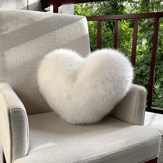 Heart Shaped Faux Fur Pillow | Soft Plush Decorative Cushion