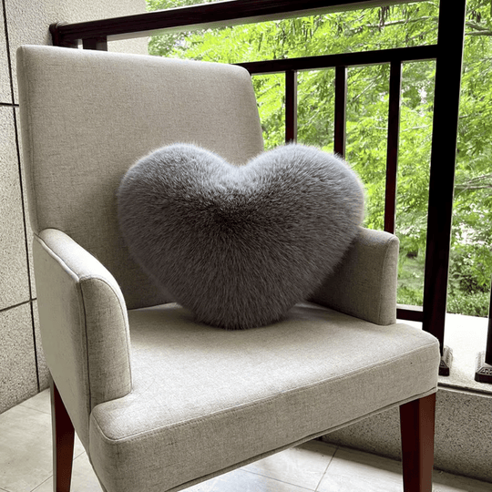 Heart Shaped Faux Fur Pillow | Soft Plush Decorative Cushion