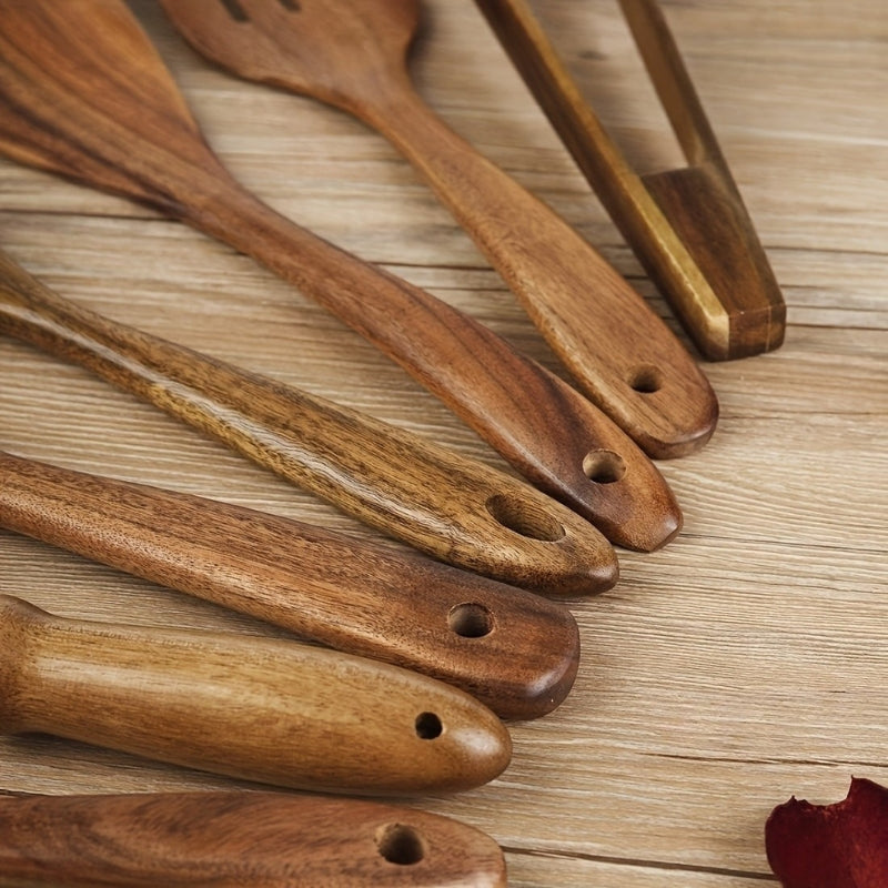 Wooden Kitchen Utensil Set 7 Piece Cooking Spoon Tool Set