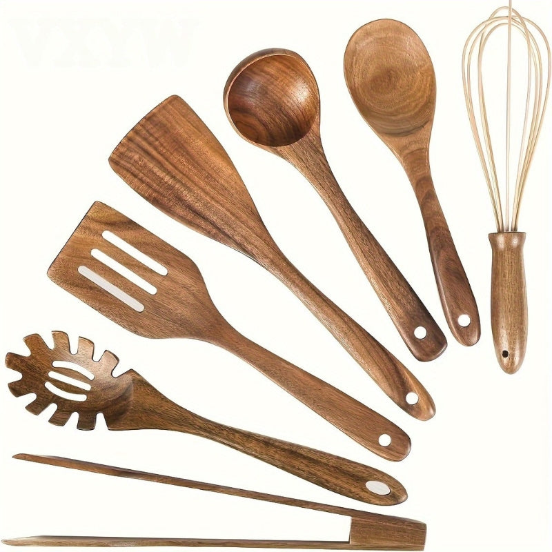 Wooden Kitchen Utensil Set 7 Piece Cooking Spoon Tool Set