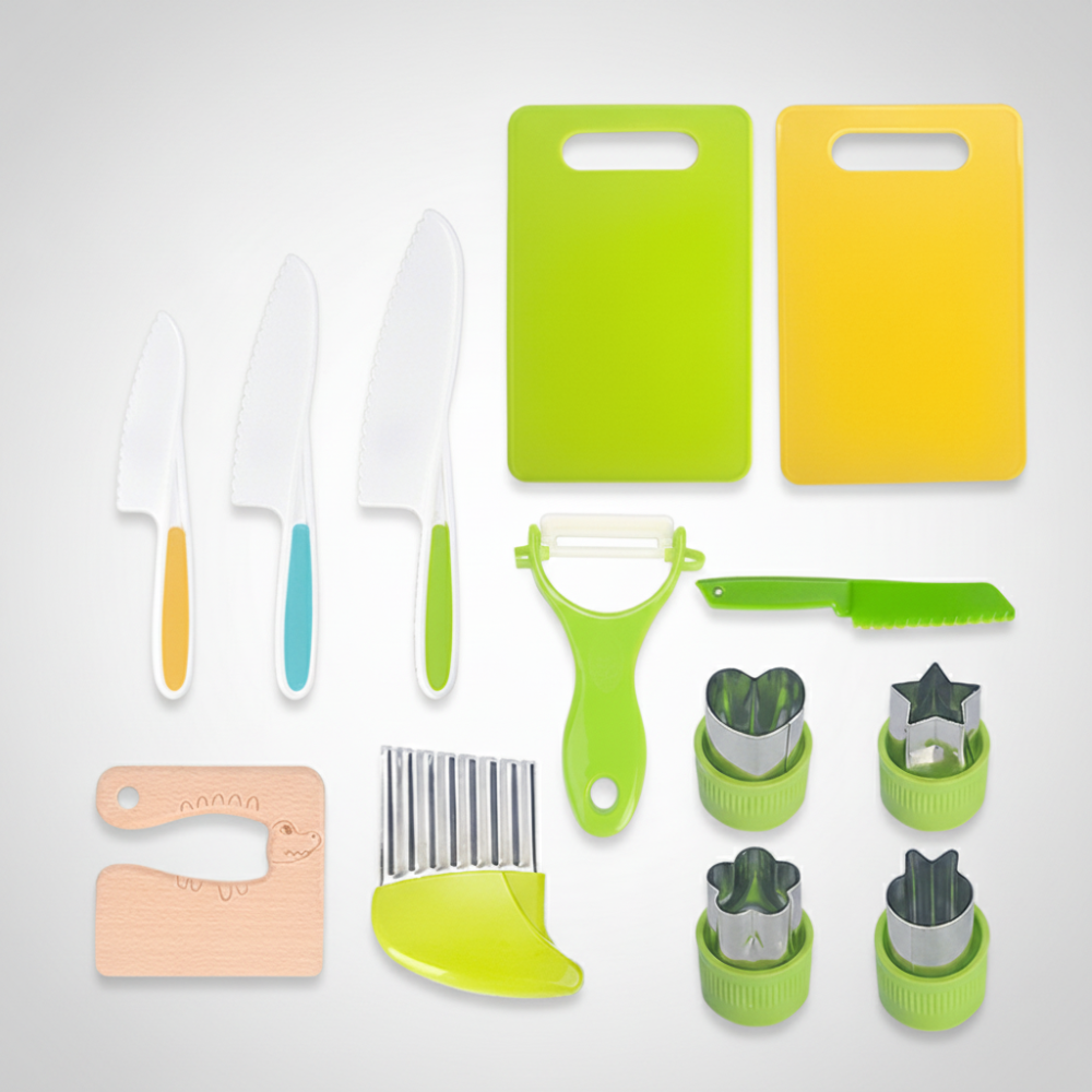 Kids Kitchen Set Child Safe Cooking Tools Beginner Chefs