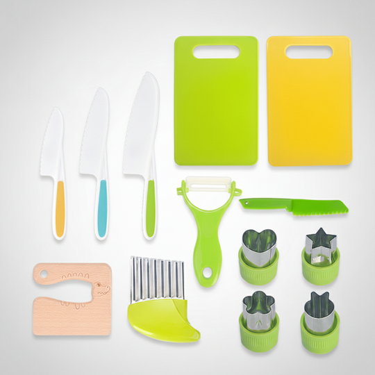 Kids Kitchen Set Child Safe Cooking Tools Beginner Chefs