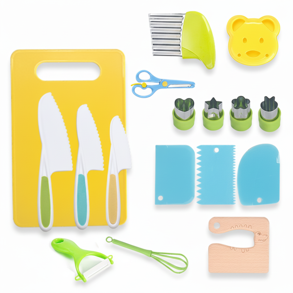 Kids Kitchen Set Child Safe Cooking Tools Beginner Chefs