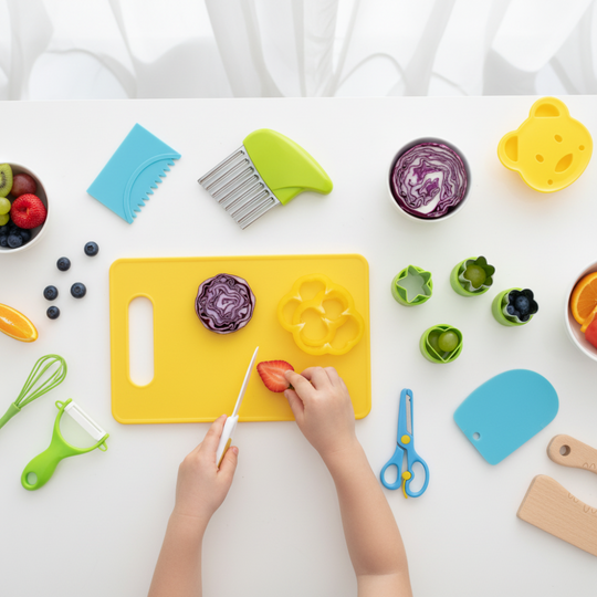 Kids Kitchen Set Child Safe Cooking Tools Beginner Chefs