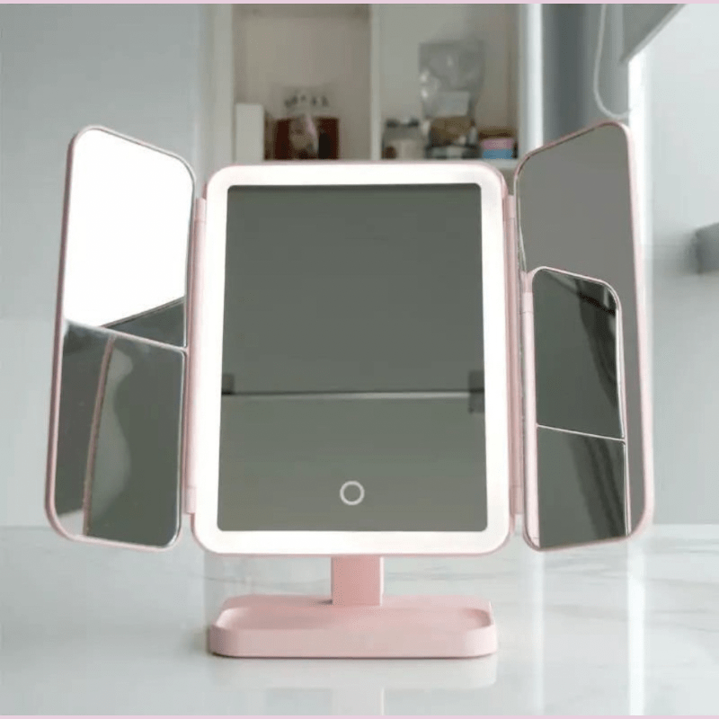LED Makeup Mirror | Adjustable Three Light Colors with Foldable Design
