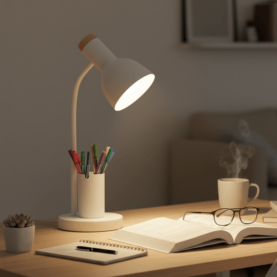 Modern LED Desk Lamp | Integrated Pen Holder and Adjustable Head