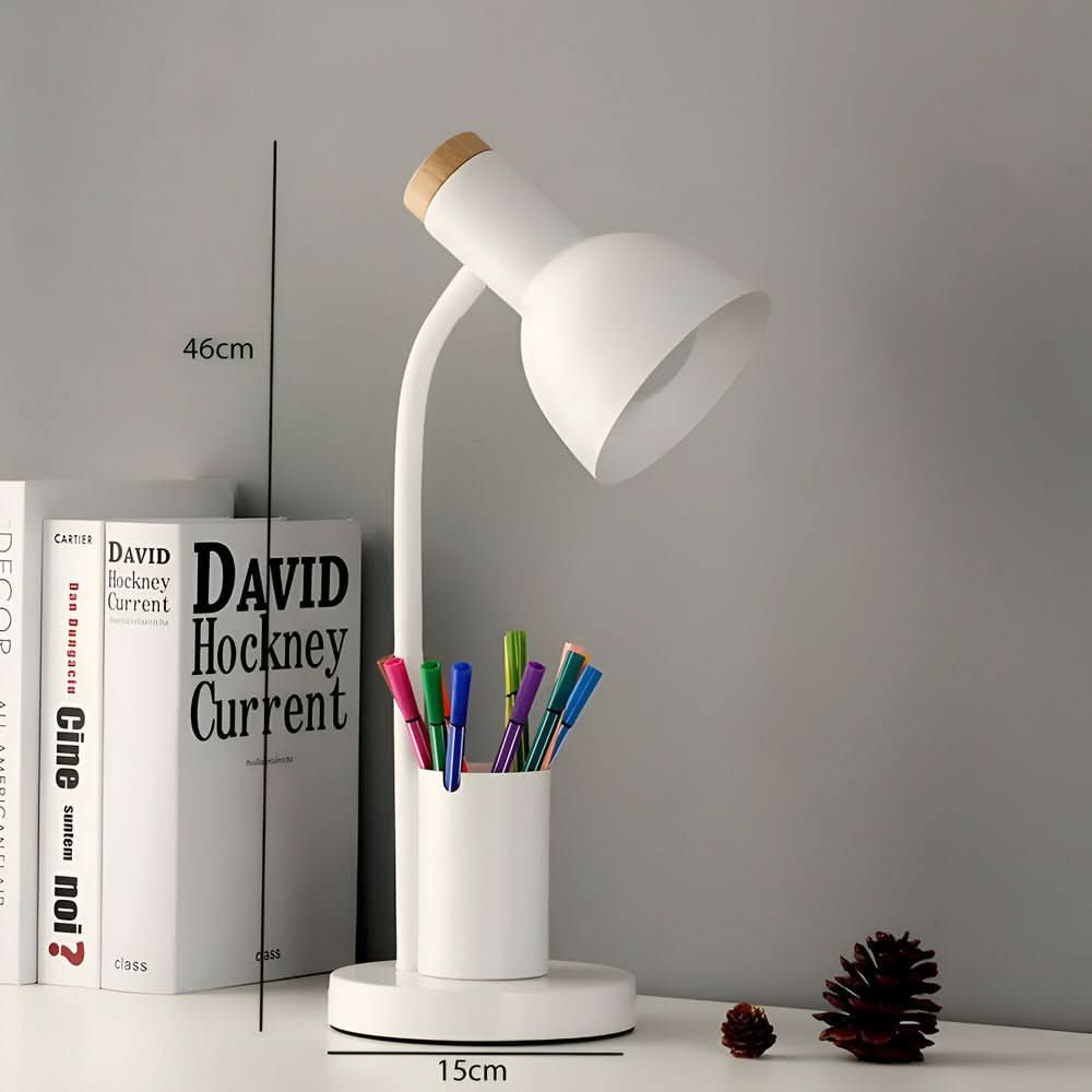 Modern LED Desk Lamp | Integrated Pen Holder and Adjustable Head