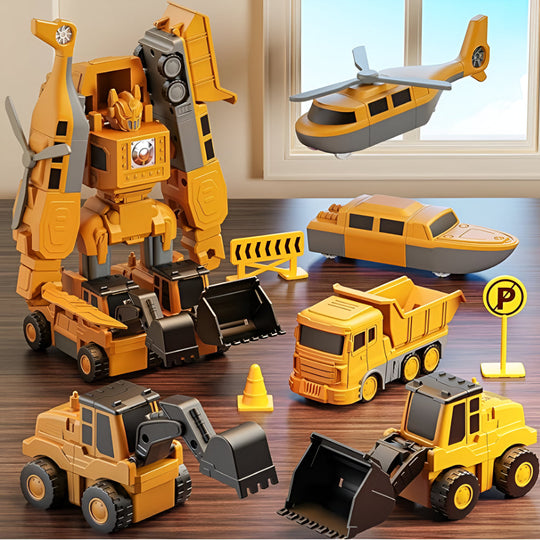 Transforming Construction Toy, Modular Construction Set Vehicle for Educational Play
