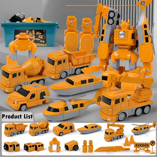 Transforming Construction Toy, Modular Construction Set Vehicle for Educational Play
