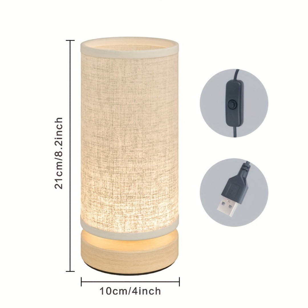 Modern Wooden Table Lamp | USB Powered Bedside Light