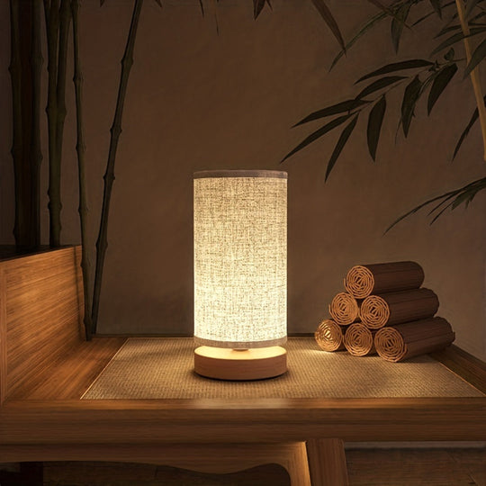 Modern Wooden Table Lamp | USB Powered Bedside Light