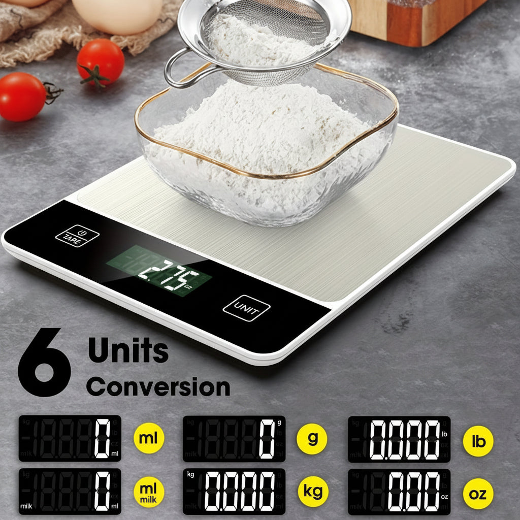 Kitchen Scale Digital Stainless Steel 22lb Food Measuring Scale