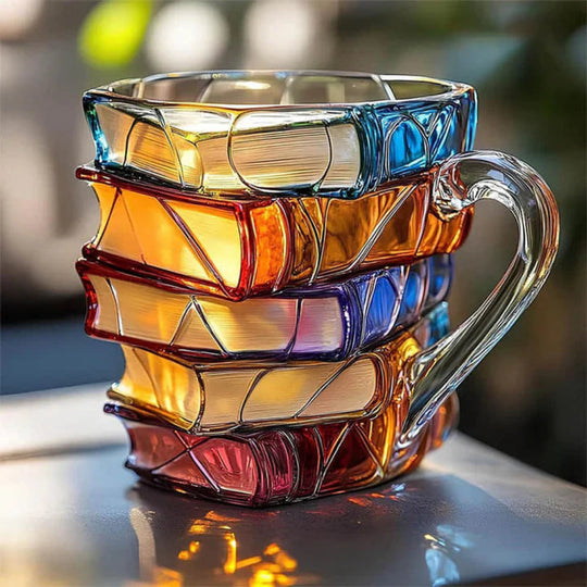 Creative Book Shaped Glass Mug Handmade Coffee Cup