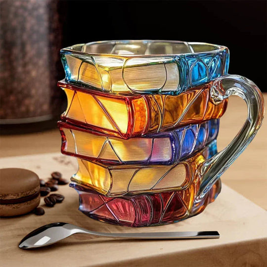 Creative Book Shaped Glass Mug Handmade Coffee Cup
