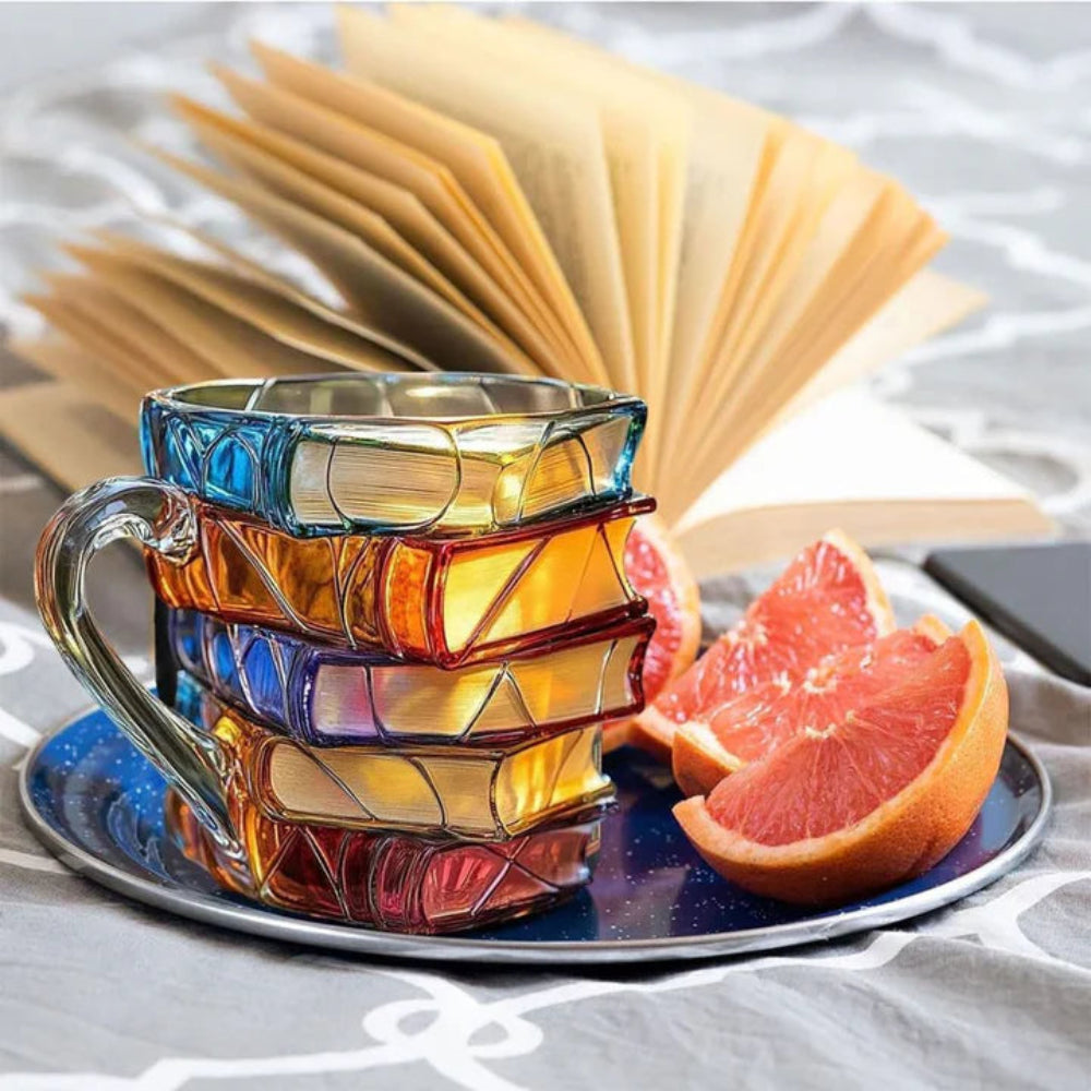 Creative Book Shaped Glass Mug Handmade Coffee Cup
