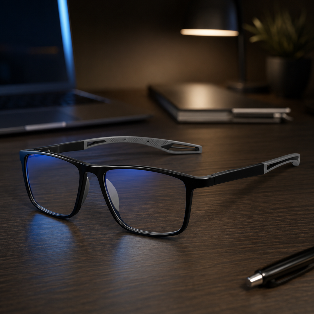 Men's Blue Light Blocking Square Reading Glasses, Ultra Light Sport Frame