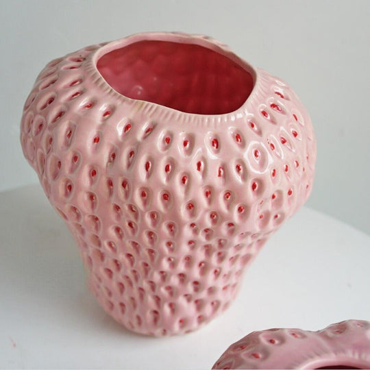 Strawberry Ceramic Decorative Vase For Flowers And Table Decor