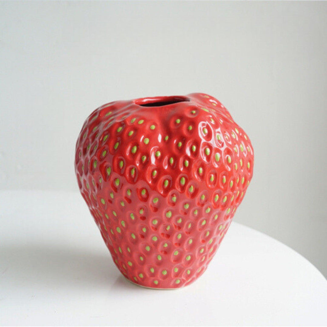 Strawberry Ceramic Decorative Vase For Flowers And Table Decor