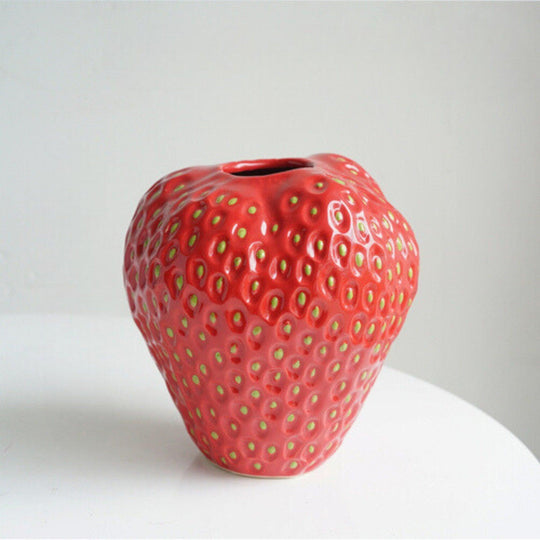 Strawberry Ceramic Decorative Vase For Flowers And Table Decor