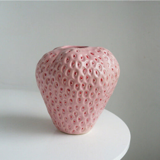 Strawberry Ceramic Decorative Vase For Flowers And Table Decor