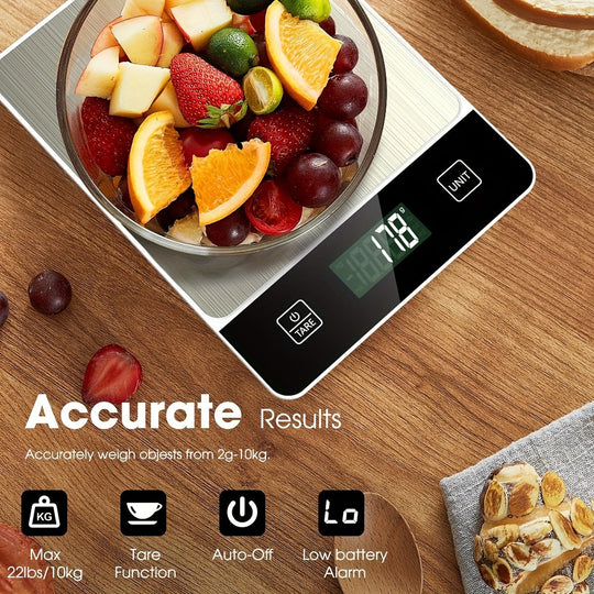 Kitchen Scale Digital Stainless Steel 22lb Food Measuring Scale