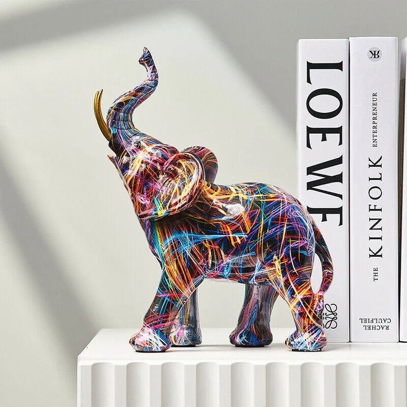 Elephant Figurine Colourful Resin Statue Modern Art Sculpture