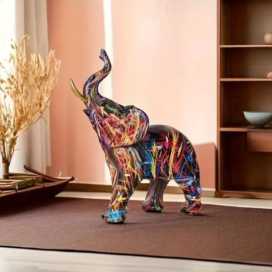 Elephant Figurine Colourful Resin Statue Modern Art Sculpture