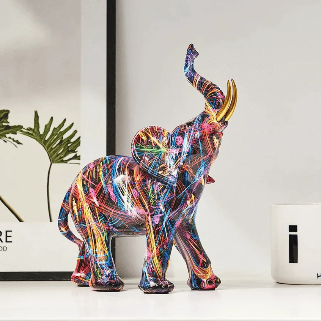 Elephant Figurine Colourful Resin Statue Modern Art Sculpture