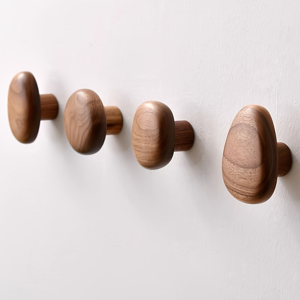 Wooden Wall Hooks Set Round Shape Wall Mounted Coat Hooks