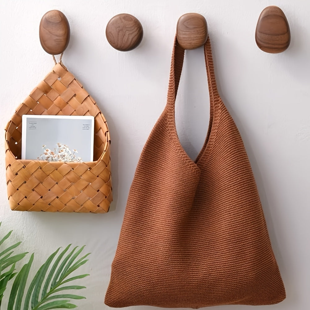Wooden Wall Hooks Set Round Shape Wall Mounted Coat Hooks