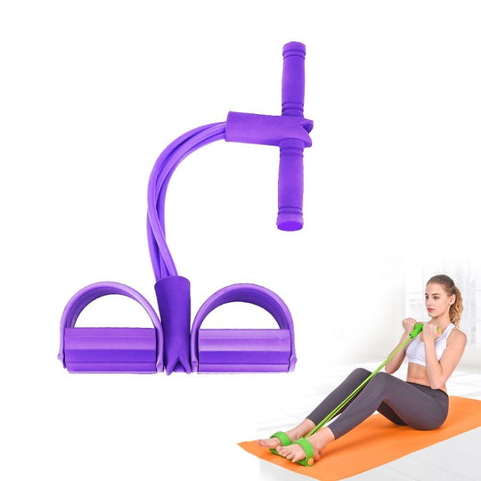 Fitness Resistance Band with Pedal, 4-Tube Design for Arms, Core and Legs at Home