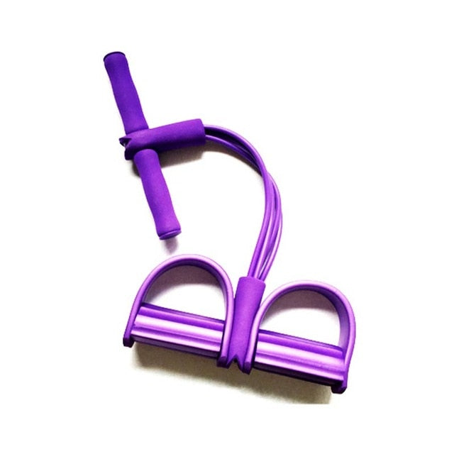 Fitness Resistance Band with Pedal, 4-Tube Design for Arms, Core and Legs at Home